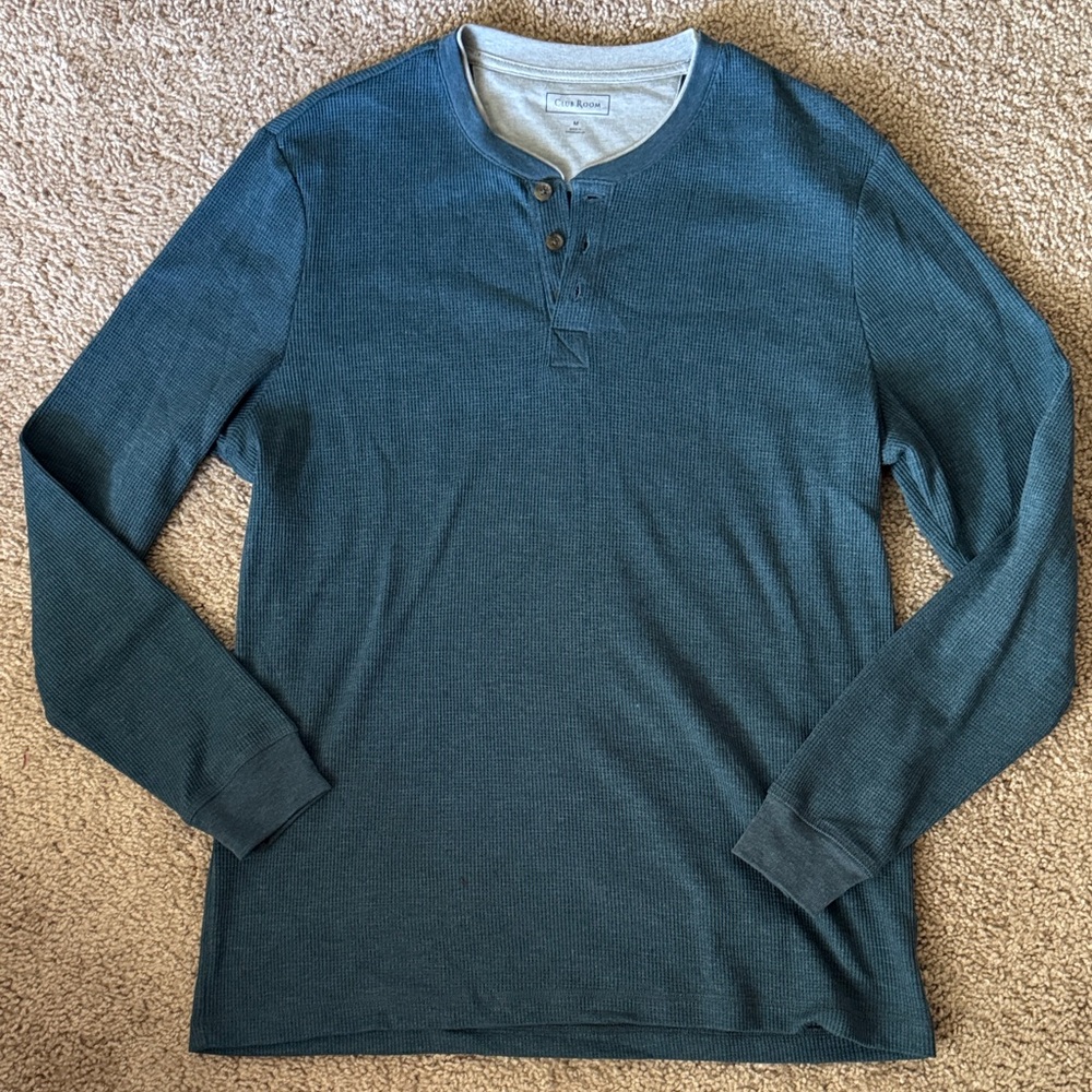 Club Room Teal Long Sleeve Henley